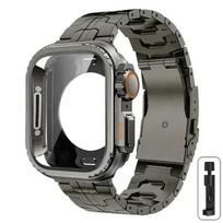Prabangus titano apyrankė + dėklas Apple Watch Ultra juostai 44mm 45mm 46 49MM Titano jungtis IWatch Series 10 9 8 7 6 5 4 45mm series 9 8 7 black