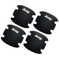 4 vnt. Automobilio durų rankenų apsaugos lipdukas Emblema Automobilio dekoravimas Stilius Jeep Compass Gladiator Grand Cherokee Priedas Renegade Wrangler juoda