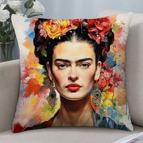 F-Frida K-Kahlo Meno Pagalvės Užvalkalas Trumpas pliušas Dvipusis spausdinimas Kvadratiniai Mesti Pagalvės Užvalkalai Sofos Namų Pagalvės Dekoracija 12x12Inch blue