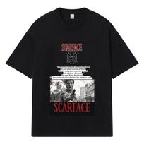 2026 Scarface Spausdinti Grafiniai Streetwear Y2k Harajuku 100% Medvilnės Marškinėliai Laisvi Vasaros Vyriški Marškinėliai M juoda