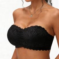 Moteriškas nėriniuotas seksualus liemenėlės viršus be petnešėlių Medium juoda