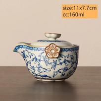 Chinese Ru Kiln Ceramic Teapot Teacup Handmade Flowers Tea Bowl Beauty Tea Infuser Kettle Travel Portable Household Teaware gray