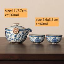 Chinese Ru Kiln Ceramic Teapot Teacup Handmade Flowers Tea Bowl Beauty Tea Infuser Kettle Travel Portable Household Teaware