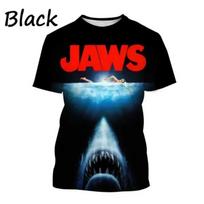 Madingi asmeniniai vyriški drabužiai Jaws 3D spausdinimo marškinėliai Ryklio kūrybingi grafiniai marškinėliai Hip Hop Harajuku gatvės unisex viršutiniai drabužiai XL red