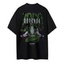 ONE PIECE Animacijos Atvirukai Roronoa Zoro Spausdinami Medvilniniai Marškinėliai su Apvalia Kaklo Iškirpte Vyriški Vasariniai Aukštos Kokybės Laisvalaikio 2026 Populiarūs M black