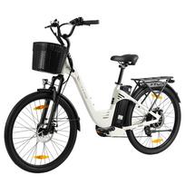 TTGO C2 PRO Miesto elektrinis dviratis, 26 colių ratai, 250W variklis, 36V18Ah baterija, greitis 25km/h, didžiausias nuotolis 80-120km, Shimano 7 pavaros balta