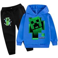 Vaikiškas džemperis sportinis kostiumas Creeper berniukų džemperis kelnės 2 dalių komplektas Minecraft HD spauda žaidimas vaikiškas džemperio komplektas berniukų mergaičių džemperio komplektas poliesteris 100 black
