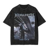 Megadeths Metal Band T Shirt Hip Hop Washed Cotton High Street T-Shirts MegaRock for Men Women Streetwear Summer Top 3XL gray