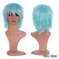 BENIHAIR Sintetiniai perukai Cosplay perukai Balti Raudoni Žali Mėlyni Rožiniai Geltoni Plaukai Trumpi Sluoksniuoti Perukai Dirbtiniai Plaukų priauginimai Vyrams Moterims Šventiniai Perukai 12inch dangaus mėlyna spalva