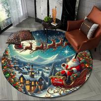 Linksmų Kalėdų Animacinis Senelis Šalčias Sniego Senis Naujieji Metai Apvalus Kilimas Kilimas Miegamojo Svetainės Sofos Dekoravimui, Grindų Kilimėlis Diameter 60cm gray