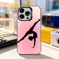GYM merginos gimnastikos telefono dėklas iPhone 17,16,15,14,13,12,11,Pro,XS,Max,Plus,Mini,SE4,E IMD matinės juodos spalvos iPhone13PRO
