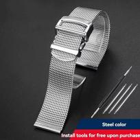 20mm 22mm IWC laikrodžiui Portofino/Pilot/Portugal 7 Milanese nerūdijančio plieno metalinio tinklelio laikrodžio apyrankė vyriška sulankstoma sagtimi laikrodžio dirželis 20mm sidabras