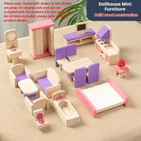 Wooden Dollhouse Furniture Set Dollhouse Accessories Miniature Kitchen Room Furniture Pretend Play Toys For Young Boys Girls Toddlers white