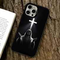 Jėzaus Kristaus dėklas telefonui iPhone 17,16,15,14,13,12,11 Plus,Pro Max,XS,Spalvotas sidabruotas vidinis dangtelis iPhone15Pro