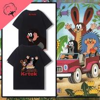 Pasakojimas apie kurmiuką Krtek Senovinis Animacinis Anime Marškinėliai Trumpomis Rankovėmis Unisex Moteriški Medvilniniai Apvalia Kaklo Laisvi Juokingi Marškinėliai Vaikų Mada M black