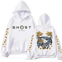 Ghost of Yotei Hoodie Men Women Oversized Y2k Pullover Fleece Warm Long Sleeve Harajuku Game Merch Tops Sweatshirt Gift for Fans 2XL white