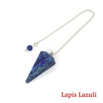 Gydantis kristalinis švytuoklės būrimas švytuokle 7 čakrų kvarco švytuoklės natūralus brangakmenis Reiki Vikka dvasinis švytuoklės pakabukas 1 PCS lapis lazuli spalva
