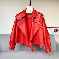 Nauja natūralios odos moteriška laisva odinė motociklininko striukė – Universali, madinga korėjietiško stiliaus viršutinė apranga visoms amžiaus grupėms Large raudona