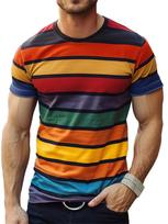 Paprasti dryžuoti grafiniai marškinėliai vyrams Madingi vasariniai trumpomis rankovėmis 3D spausdinti marškinėliai Laisvi kvėpuojantys megztiniai T-shirtai 3XL black