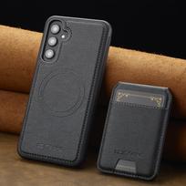 2 In 1 Magsafe Leather Phone Case For Samsung Galaxy S26 S25 edge S24 S23 S22 S21 Ultra Plus FE A17 Magnetic Card Wallet Cover Galaxy S26 Plus gray