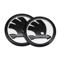 2 vnt. Automobilio priekinio variklio dangčio emblema Galinio bagažinės lipdukas Pakeitimas Skoda Yeti VRIS Rapid Octavia a5 a7 Kodiaq Karoq Kamiq Fabia 2Pcs 80mm black