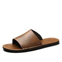 Vyriškos vasarinės neslystančios odinės basutės - Minkštos, kvėpuojančios, lauko šlepetės Size 43 beige