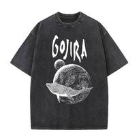 Washed Vintage Metal Band Gojira Magma Music Album Graphic T-Shirt Men'S And Women'S Clothing Goth Rock Super S black