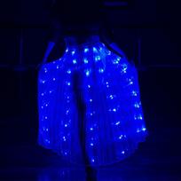 Blizganti šviečianti LED sijonas Ilgas festivalio įsižiebiantis sijonas Baltas fluorescuojantis Parodo pilvo šokio sijonas Suaugusiems karališkos mėlynos spalvos