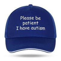 Būkite kantrūs, aš turiu autizmą Kepurė Beisbolo kepurė Skrybėlė Lauko Žuvis Unisex Reguliuojama Spausdinta Kepurė Medvilninė Trucker kepurė One Size&>8Y blue