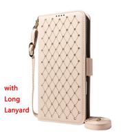 Phone Case for Samsung Galaxy A26 A16 A17 A36 A56 M56 A37 A57 Bling Leather Phone Case with Lanyard Flip Wallet Stand Cover Galaxy A57 beige