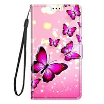 Apverčiamas odinis piniginės tipo dėklas telefonui Samsung Galaxy S23 S22 S21 Plus Ultra A23 A73 A13 A52S A22 A33 A21S A41, su drugeliu, knygos formos For A32 4G pink