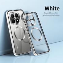 Magnetinis dėklas Xiaomi 15T Pro Mi 15 T 5G, Magsafe, Aliuminio lydinio metalinis rėmelis, Matinis PC, Skaidrus dangtelis, Atsparus smūgiams buferis xiaomi 15T sidabras