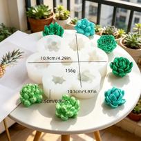 7-Hole Flower Silicone Mold for DIY Succulent Aromatherapy Candles and Ornaments white