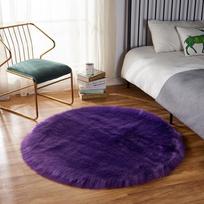 Rožinis apvalus vilnos kilimas miegamajam ir svetainei 80cm Diameter violetinė