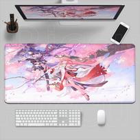 Cute Anime Pink Yae Miko Mouse Pad Large HD MousePad Genshin Impact Fashion Laptop Desk Pad Quality Large Gaming Pad Gaming Desk 300x800x2MM gray