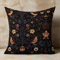 William Morris stiliaus paukščių ir gėlių rašto pagalvės užvalkalas, Tamsiosios akademijos vintažinis botaninis dekoratyvinis pagalvės užvalkalas Linen 18*18(CM)-1Pcs black