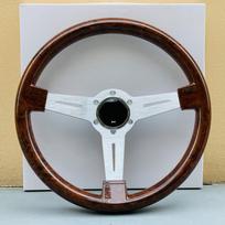 14 colių JDM Klasikinis medinis sportinis vairas Universalus ABS Vintažinis medinis vairas Automobilio priedai sidabras