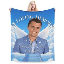 Charlie Kirk žiūri Patalynės Antklodės Minkštas Grafinis pledas Namų Dekoras Iškylai Flanelinis Lovatiesės Lovos Užvalkalas Size: 75*100cm, Weight: 230 GSM