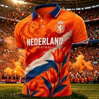 Vyriški kvėpuojantys trumpomis rankovėmis marškinėliai su futbolo sirgaliaus grafika L oranžinė