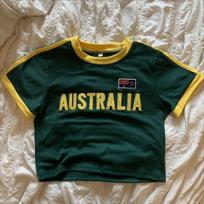 Vasarinis žalias marškinėlis moterims Australijos raidžių spaudinio trumpi viršutiniai drabužiai Laisvi trumpomis rankovėmis Retro marškinėliai Y2k drabužiai Punk estetika Gatvės apranga XL brown
