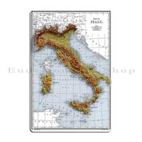Italijos reljefo žemėlapis skaitmeniniu būdu sukurtas Senovinis Italijos reljefo žemėlapio spaudinys su D Illusion Metal spausdinta sieninė skardos lentelė Plakatas 30x40cm(11.8x15.7inch)