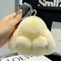 Mini mielas tikro reksų triušio kailio zuikio raktų pakabukas žaislinė lėlė raktų pakabukas rankinės pakabukas 10CM kailinis triušio raktų pakabukas automobilio pakabukas beige