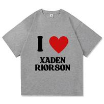 I Love Xaden Riorson Pure Cotton Tshirt Alex Warren Same Style Peripheral Tees Simple Letter Print T Shirt Unisex Unisex Casual Top 3XL gray