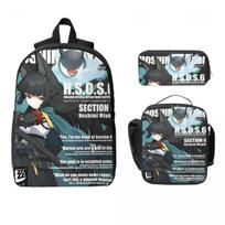 ZZZ Deadly Assault Ellen Nicole Miyabi merch Backpack Set for Boy Girl Zenless Zone Zero Pen Bags Bookbag Sets with Lunch Box gray