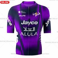 Raudax Jayco Team Vasariniai trumpomis rankovėmis Dviratininko marškinėliai Kvėpuojantys greitai džiūstantys Dviračių viršutiniai drabužiai Vyriški lenktyniniai sportiniai MTB dviračių marškinėliai M