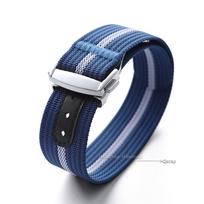Briaunota nailoninė apyrankė Omega, Swatch, Moonswatch laikrodžiams Nerūdijančio plieno sulankstoma sagtelė Vyrams Moterims Sportinė Pakeičiama laikrodžio apyrankė 20 mm 20mm-no logo&silver buckle gray