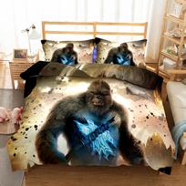 Godzilla Vs King Kong Movie Cartoon Print Bedding Set 2D Printing Duvet Twin Full Queen King Bedclothes Bed Linen 135x200cm