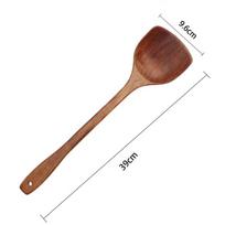1PC Household Spatula, Long Handled Stir Fry Spatula, Non Stick Pan, Wooden Spatula, Soup Spoon, Heat-resistant Cooking Spatula brown