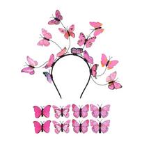 Glow Simulation Butterfly Headband Flower Ring Fairy Headband Hair Hoop  Halloween Costume pink