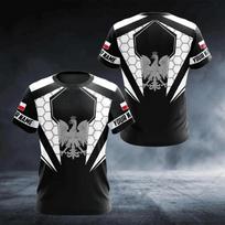 Individualus lenkiškas erelio emblemos trumpomis rankovėmis marškinėlis, laisvalaikio sportiškas marškinėlis 6XL white